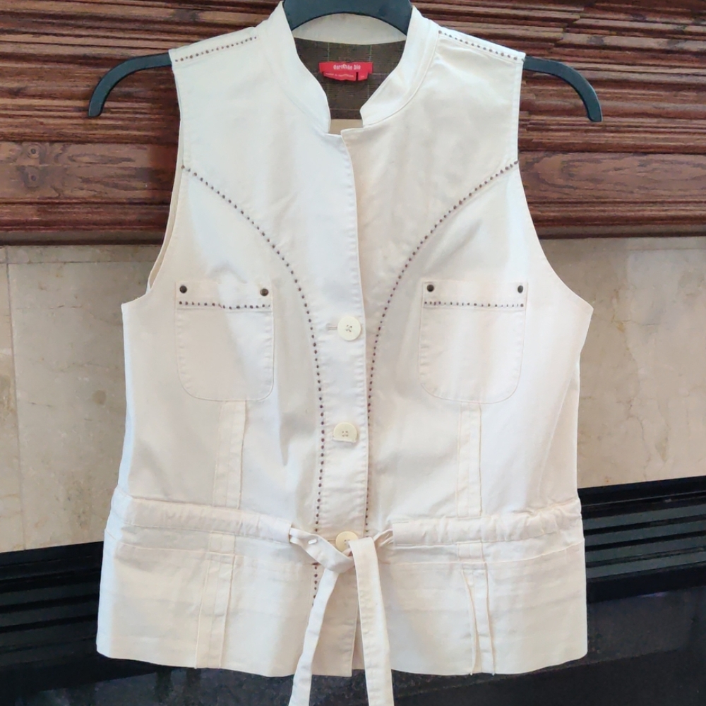 Dorothee Bis Cream Jacket With Brown Threading